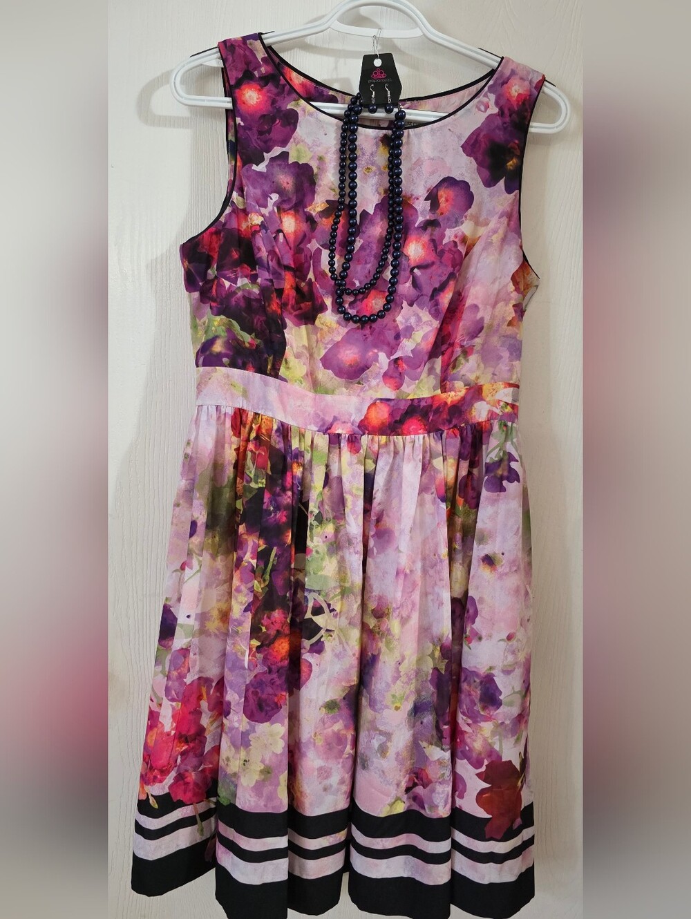 Liz Claiborne Purple Floral Sleeveless Twirl Dress